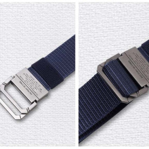 Men Blue Textured Canvas Belt